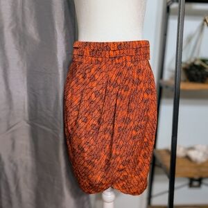 Orange Feather Pattern Skirt